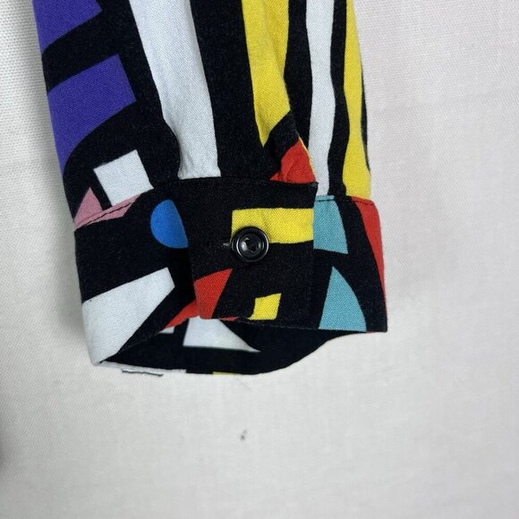 Big Dart Shirt Womens EU 48‎ Geometric Art Blouse 80s Retro Button Up Abstract - Picture 3 of 11